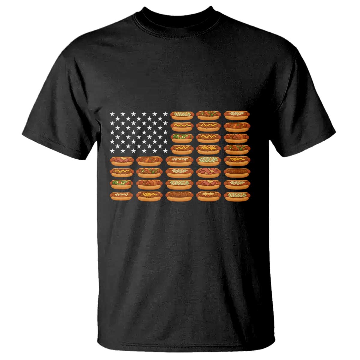 Funny Hot Dog American Flag T Shirt Patriotic USA 4th of July Summer BBQ Party TS02 Black Print Your Wear