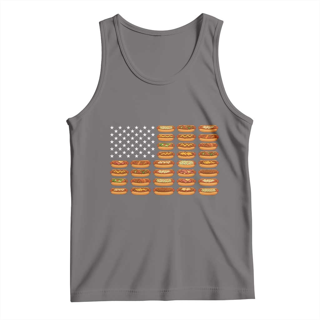 Funny Hot Dog American Flag Tank Top Patriotic USA 4th of July Summer BBQ Party TS02 Deep Heather Print Your Wear