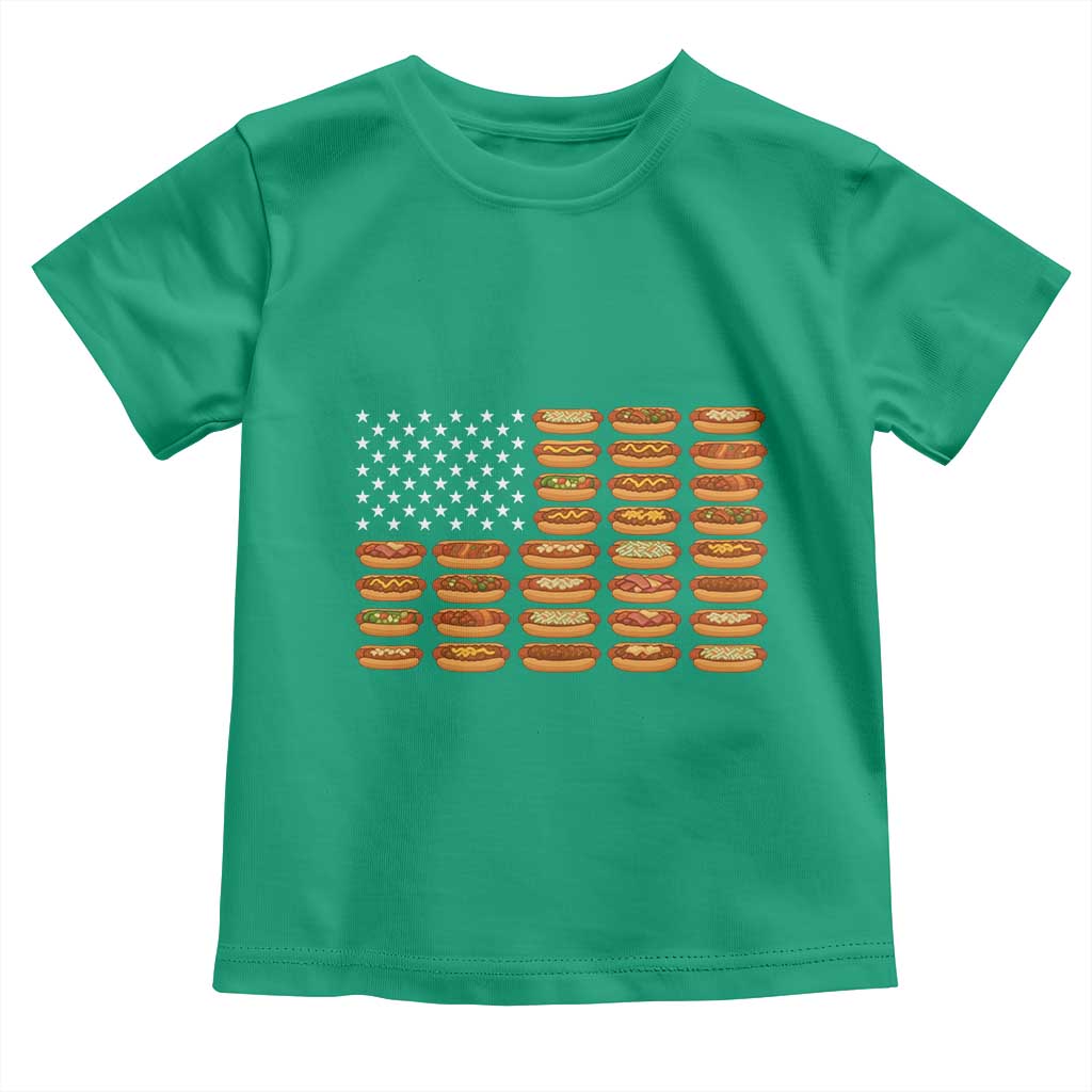 Funny Hot Dog American Flag Toddler T Shirt Patriotic USA 4th of July Summer BBQ Party TS02 Irish Green Print Your Wear
