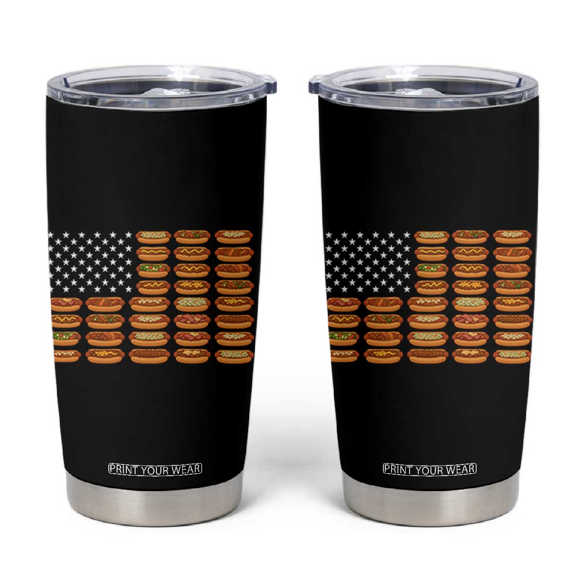 Funny Hot Dog American Flag Tumbler Cup Patriotic USA 4th of July Summer BBQ Party TS02 Black Print Your Wear
