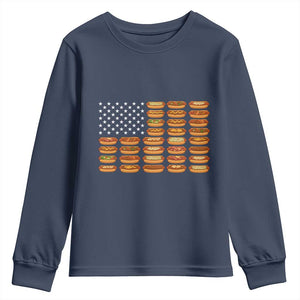 Funny Hot Dog American Flag Youth Sweatshirt Patriotic USA 4th of July Summer BBQ Party TS02 Navy Print Your Wear