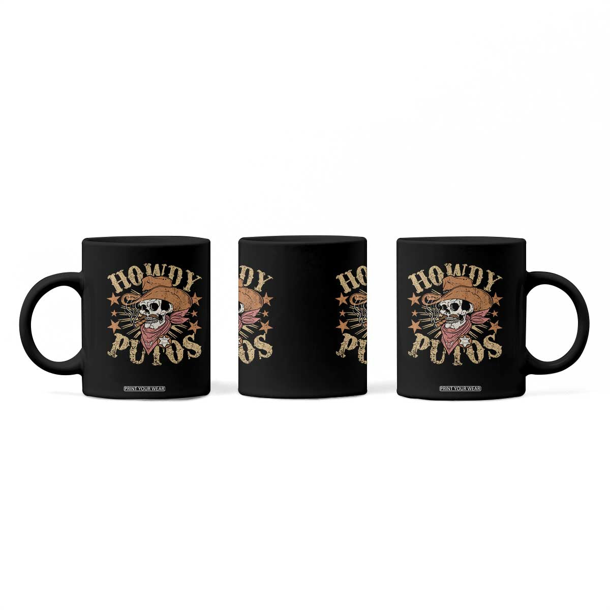 Funny Howdy Putos Coffee Mug Western Country Smoking Skull Cowboy TS11 Print Your Wear