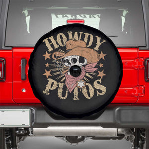 Funny Howdy Putos Spare Tire Cover Western Country Smoking Skull Cowboy TS11 Black Print Your Wear