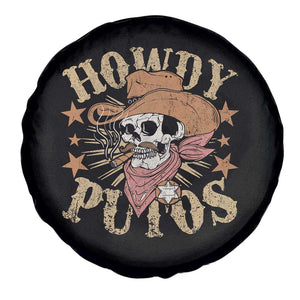 Funny Howdy Putos Spare Tire Cover Western Country Smoking Skull Cowboy TS11 Print Your Wear