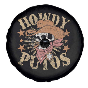 Funny Howdy Putos Spare Tire Cover Western Country Smoking Skull Cowboy TS11 Print Your Wear
