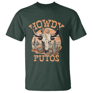Funny Howdy Putos T Shirt Bull Skull Country Cowboy Western TS11 Dark Forest Green Print Your Wear