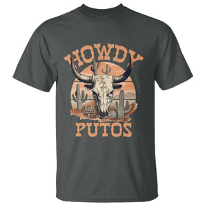 Funny Howdy Putos T Shirt Bull Skull Country Cowboy Western TS11 Dark Heather Print Your Wear