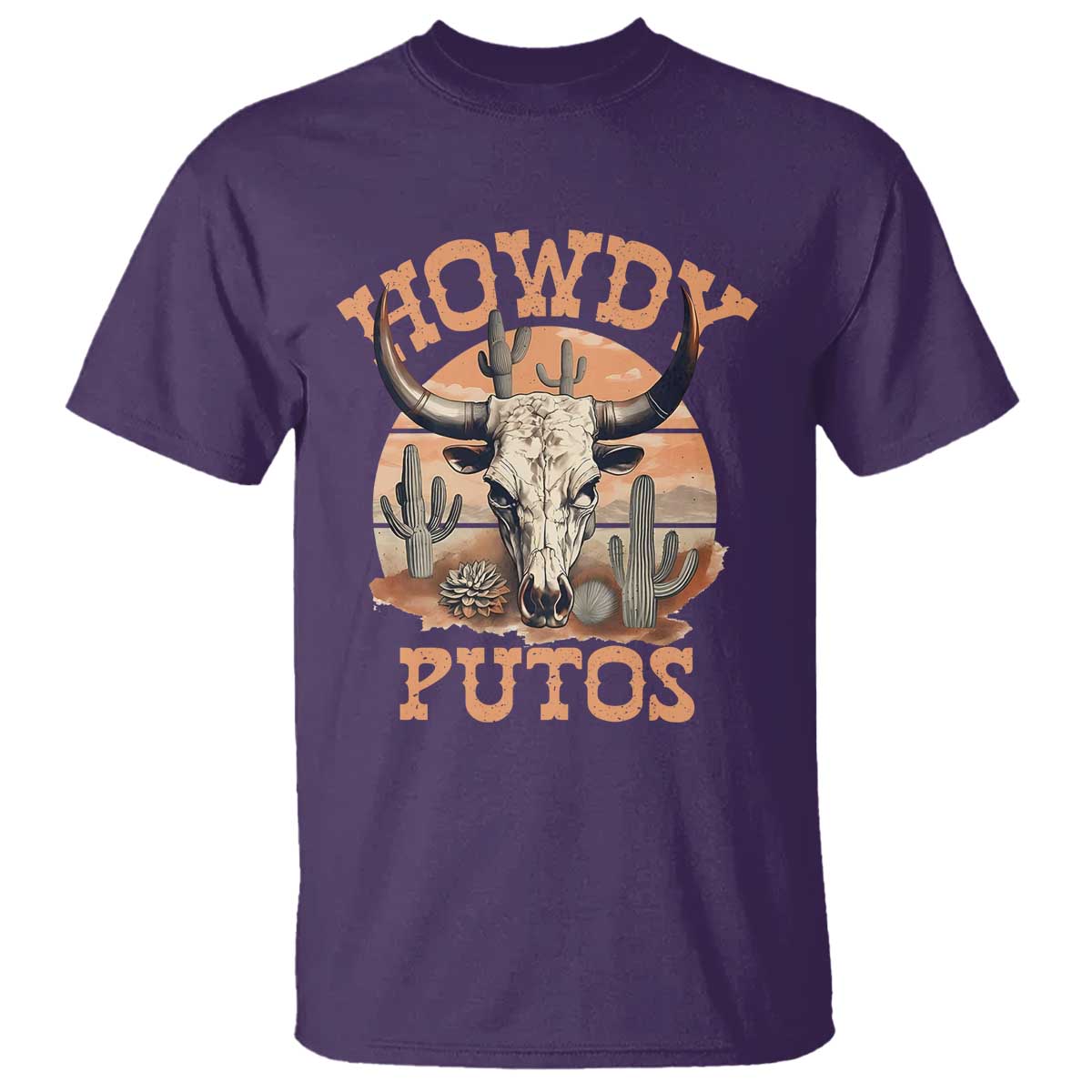 Funny Howdy Putos T Shirt Bull Skull Country Cowboy Western TS11 Purple Print Your Wear