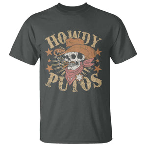 Funny Howdy Putos T Shirt Western Country Smoking Skull Cowboy TS11 Dark Heather Print Your Wear