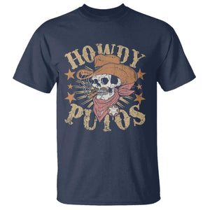 Funny Howdy Putos T Shirt Western Country Smoking Skull Cowboy TS11 Navy Print Your Wear