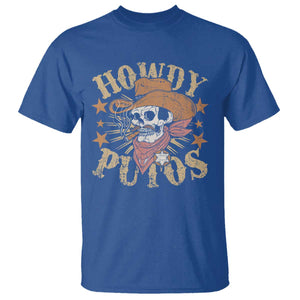 Funny Howdy Putos T Shirt Western Country Smoking Skull Cowboy TS11 Royal Blue Print Your Wear