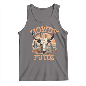 Funny Howdy Putos Tank Top Bull Skull Country Cowboy Western TS11 Deep Heather Print Your Wear