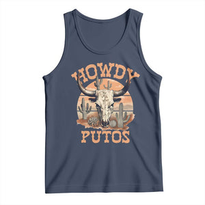 Funny Howdy Putos Tank Top Bull Skull Country Cowboy Western TS11 Navy Print Your Wear