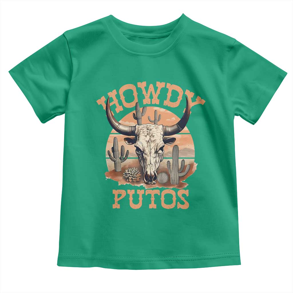 Funny Howdy Putos Toddler T Shirt Bull Skull Country Cowboy Western TS11 Irish Green Print Your Wear