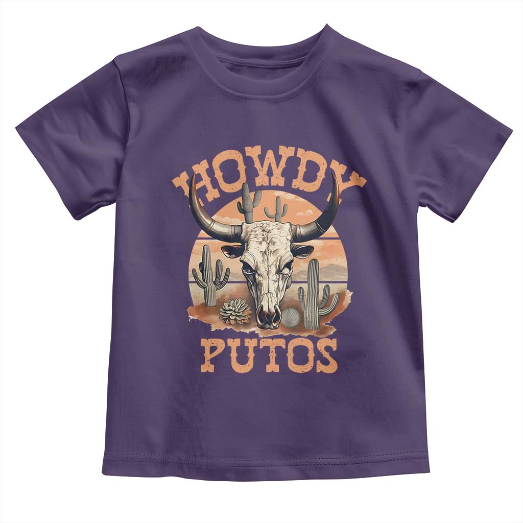 Funny Howdy Putos Toddler T Shirt Bull Skull Country Cowboy Western TS11 Purple Print Your Wear