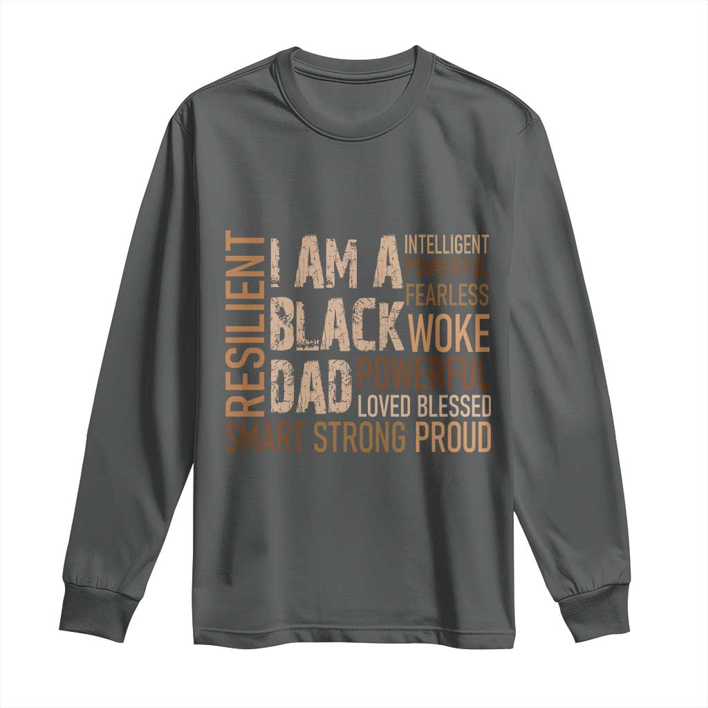 Funny I Am A Black Dad Long Sleeve Shirt Black History Month Fathers Day TS11 Dark Heather Print Your Wear