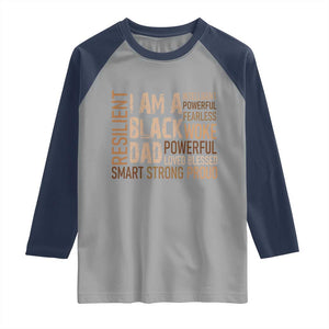 Funny I Am A Black Dad Raglan Shirt Black History Month Father's Day TS11 Sport Gray Navy Print Your Wear