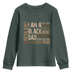 Funny I Am A Black Dad Youth Sweatshirt Black History Month Fathers Day TS11 Dark Forest Green Print Your Wear
