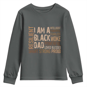 Funny I Am A Black Dad Youth Sweatshirt Black History Month Fathers Day TS11 Dark Heather Print Your Wear