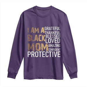 Funny I Am A Black Mom Long Sleeve Shirt Black History Month Mothers Day TS11 Purple Print Your Wear