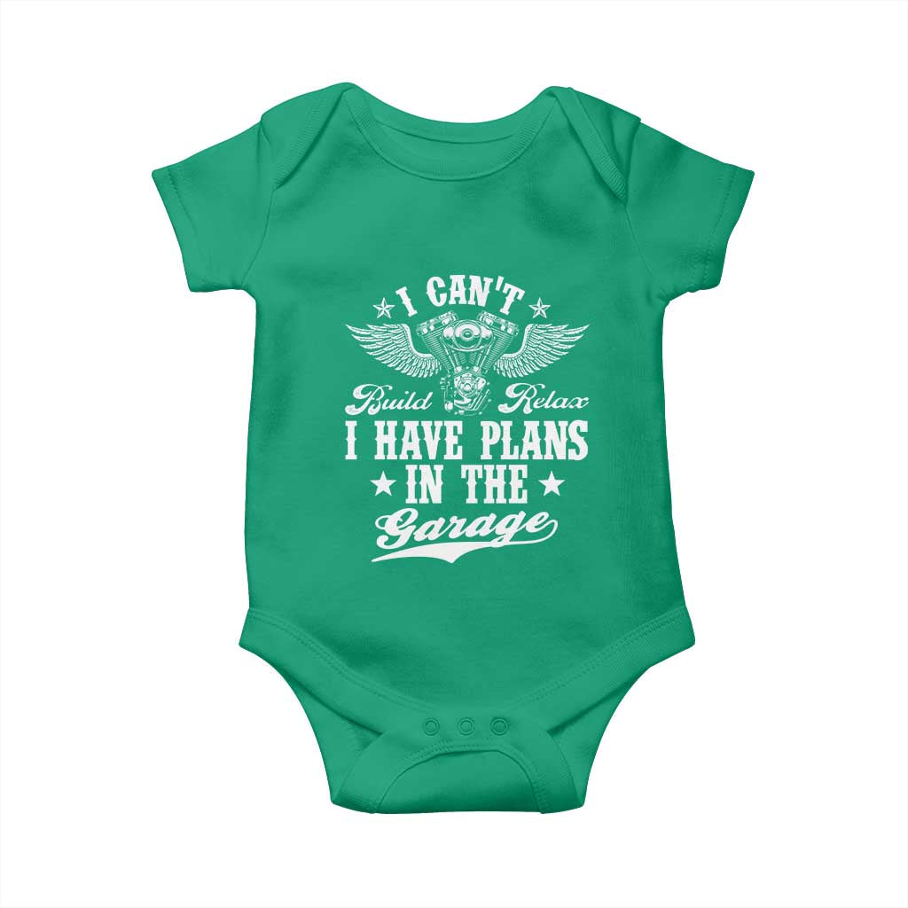 Funny I Cant I Have Plans In The Garage Baby Onesie Car Mechanics Fathers Day TS11 Irish Green Print Your Wear