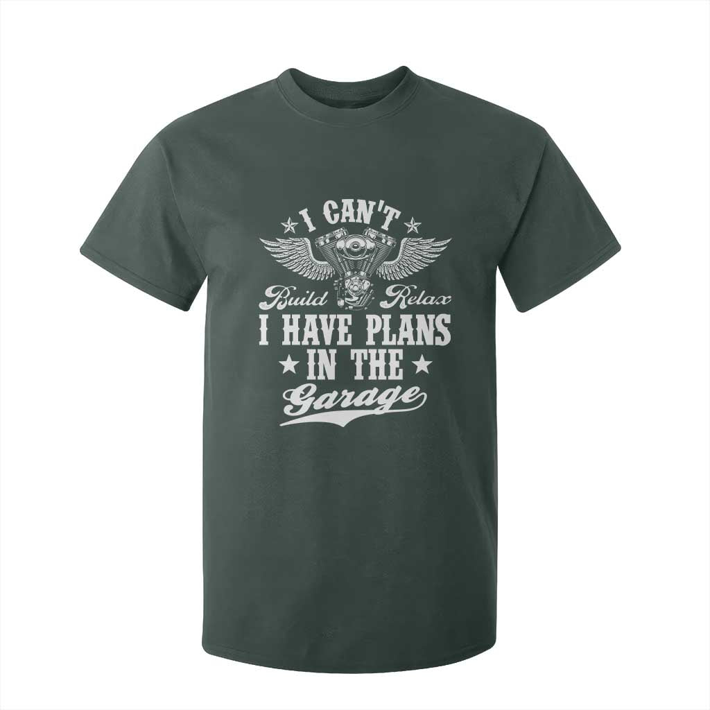 Funny I Cant I Have Plans In The Garage T Shirt For Kid Car Mechanics Fathers Day TS11 Dark Forest Green Print Your Wear