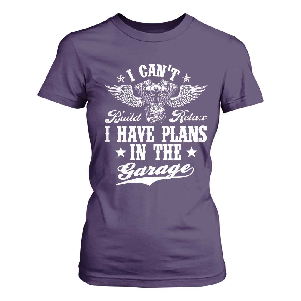 Funny I Cant I Have Plans In The Garage T Shirt For Women Car Mechanics Fathers Day TS11 Purple Print Your Wear