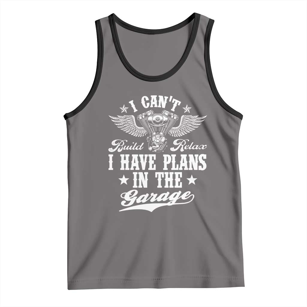 Funny I Cant I Have Plans In The Garage Tank Top Car Mechanics Fathers Day TS11 Deep Heather Black Print Your Wear