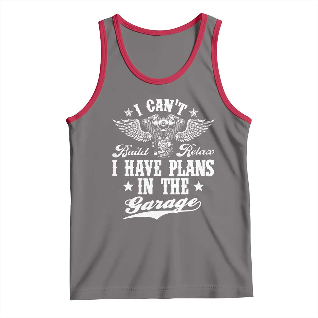 Funny I Cant I Have Plans In The Garage Tank Top Car Mechanics Fathers Day TS11 Deep Heather Red Print Your Wear