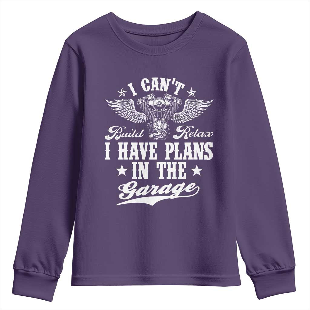 Funny I Cant I Have Plans In The Garage Youth Sweatshirt Car Mechanics Fathers Day TS11 Purple Print Your Wear
