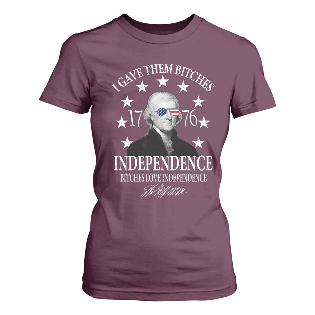 Funny I Gave Them Bitches 1776 Independence Bitches Love Independence T Shirt For Women Thomas Jefferson TS11 Maroon Print Your Wear