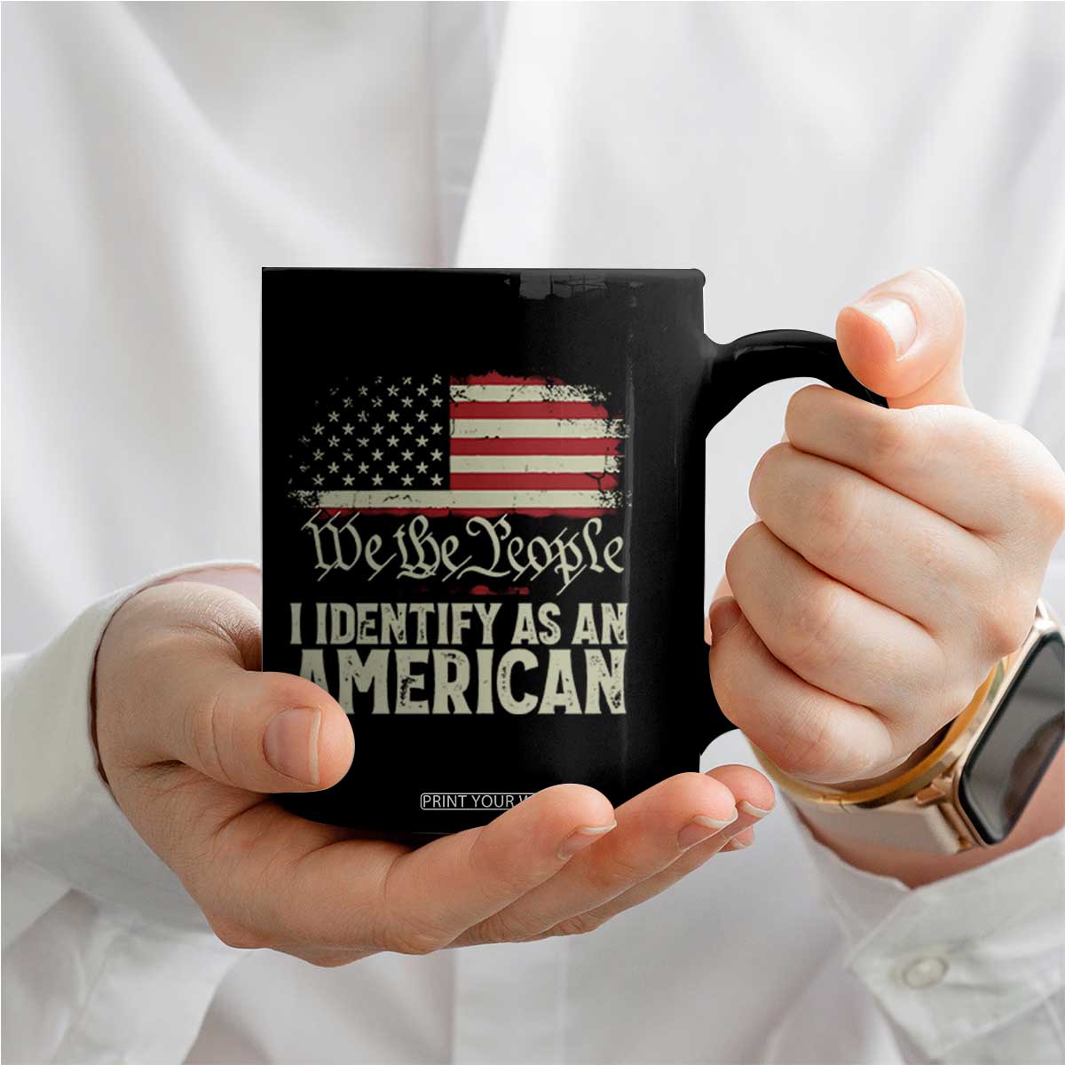 Funny I Identify As An American Coffee Mug 4th Of July American Flag TS11 Print Your Wear
