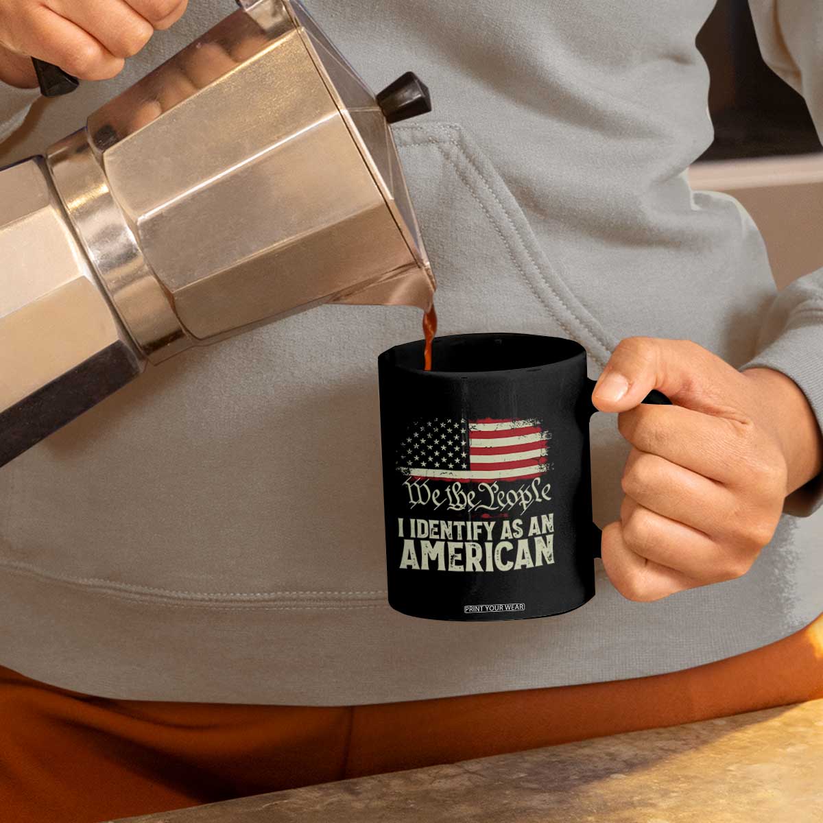 Funny I Identify As An American Coffee Mug 4th Of July American Flag TS11 Print Your Wear