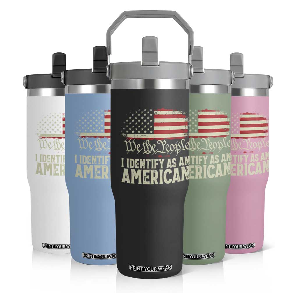 Funny I Identify As An American Flip Straw Tumbler 4th Of July American Flag TS11 Print Your Wear
