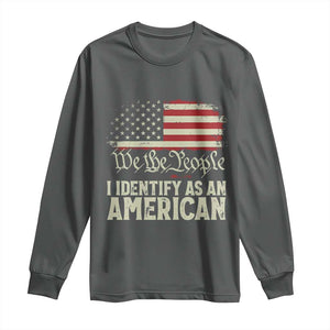 Funny I Identify As An American Long Sleeve Shirt 4th Of July American Flag TS11 Dark Heather Print Your Wear