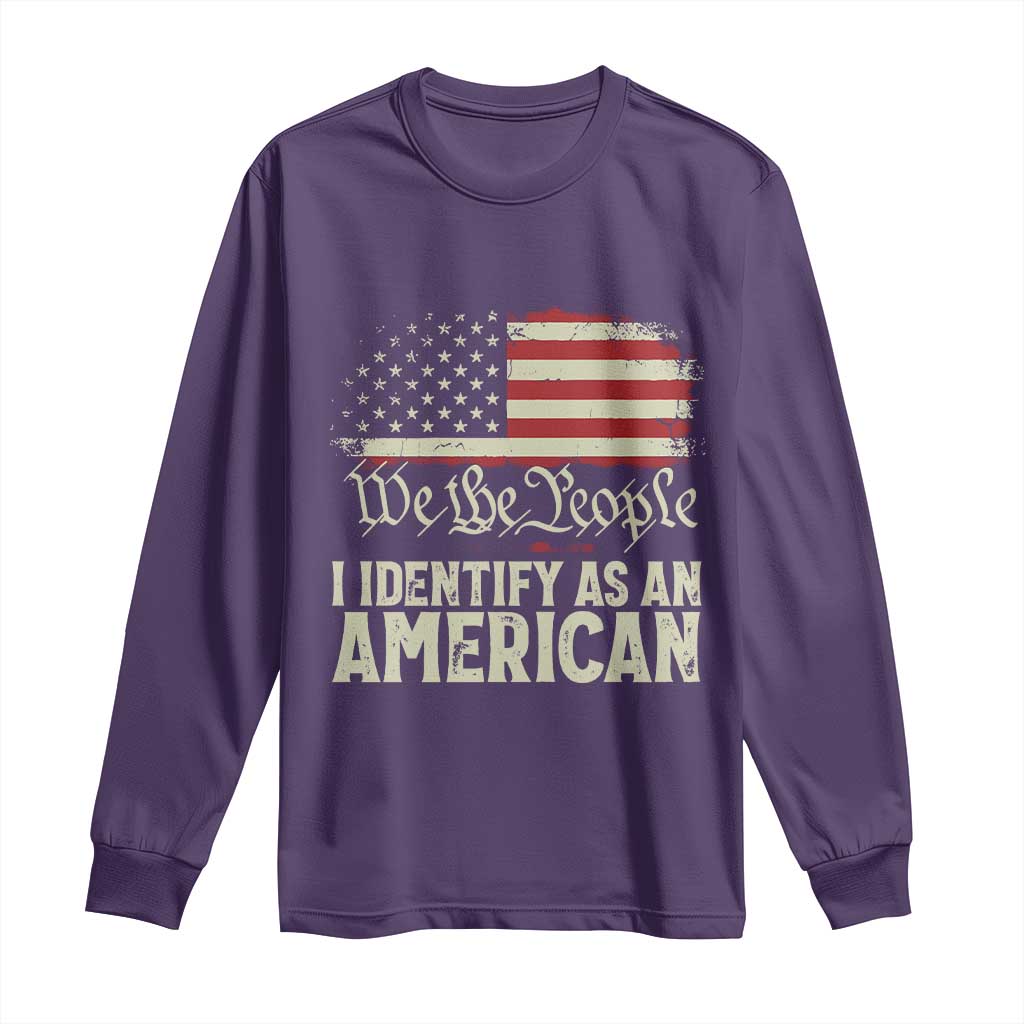 Funny I Identify As An American Long Sleeve Shirt 4th Of July American Flag TS11 Purple Print Your Wear
