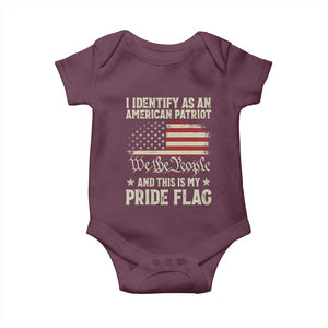Funny I Identify As An American Patriot And This Is My Pride Flag Baby Onesie TS11 Maroon Print Your Wear