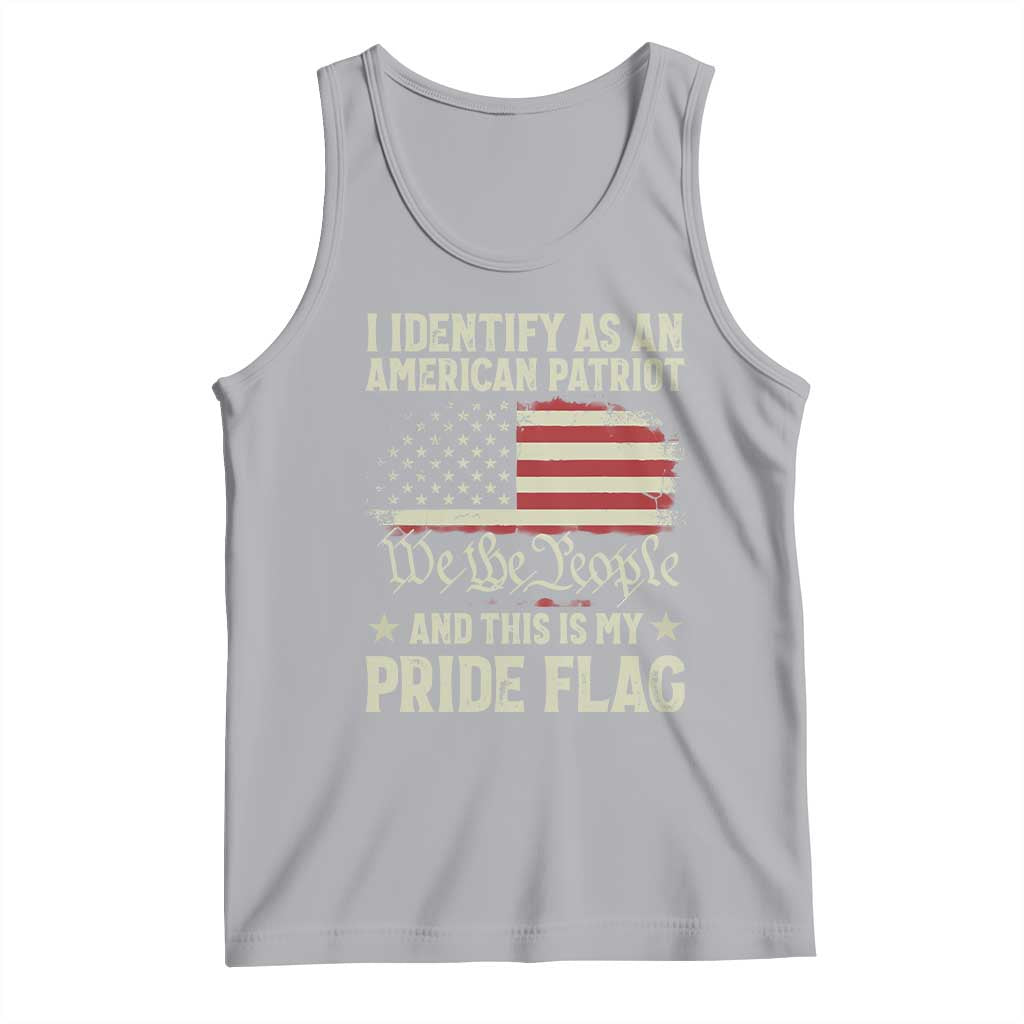 Funny I Identify As An American Patriot And This Is My Pride Flag Tank Top TS11 Athletic Heather Print Your Wear