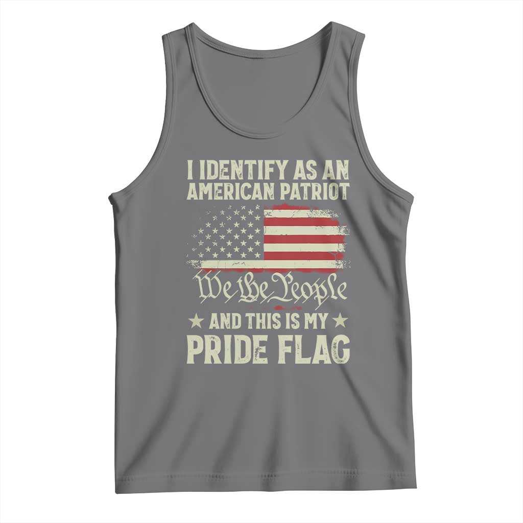 Funny I Identify As An American Patriot And This Is My Pride Flag Tank Top TS11 Black Heather Print Your Wear