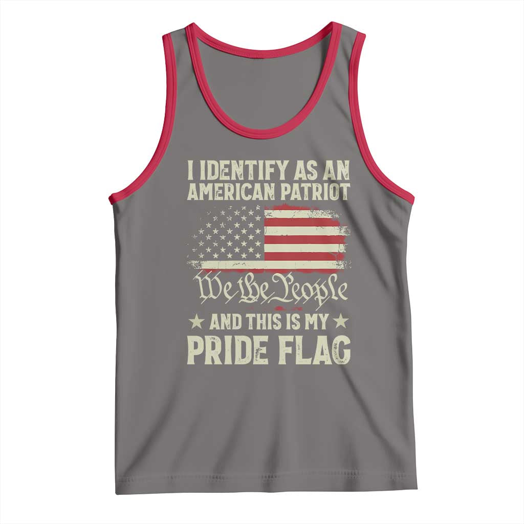 Funny I Identify As An American Patriot And This Is My Pride Flag Tank Top TS11 Deep Heather Red Print Your Wear