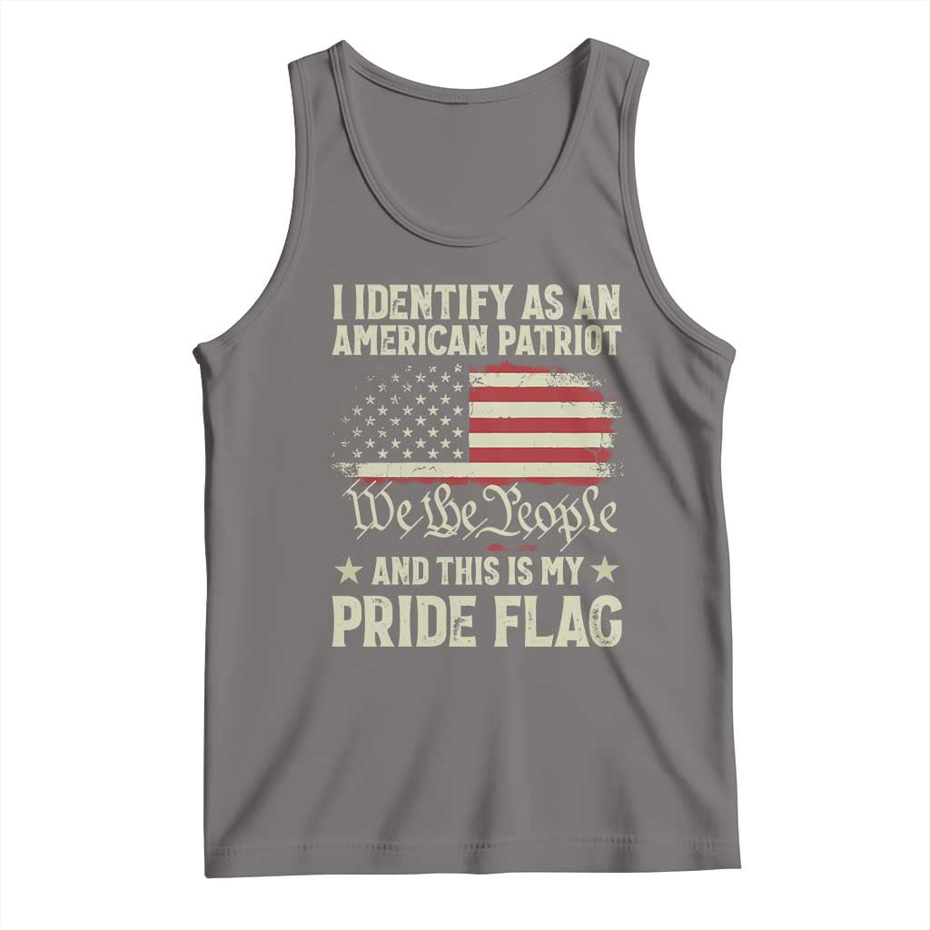 Funny I Identify As An American Patriot And This Is My Pride Flag Tank Top TS11 Deep Heather Print Your Wear