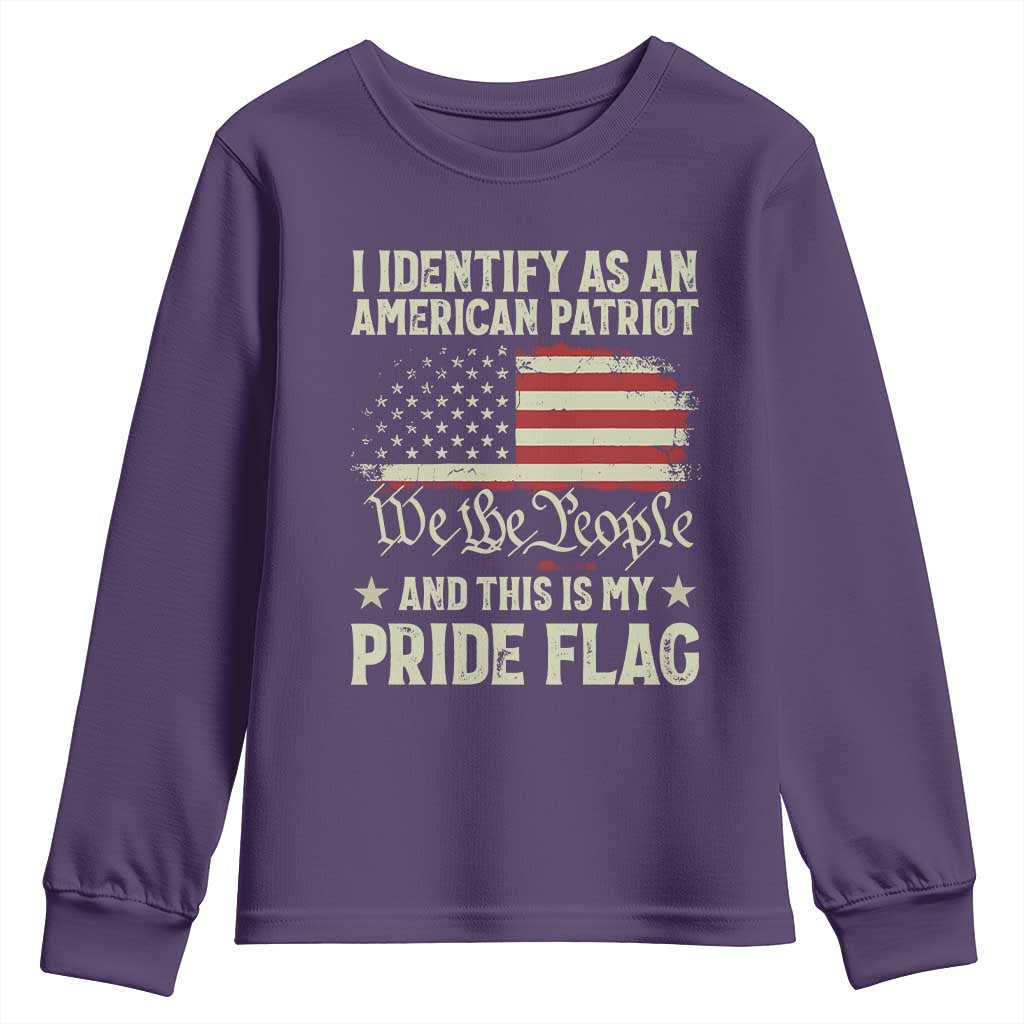 Funny I Identify As An American Patriot And This Is My Pride Flag Youth Sweatshirt TS11 Purple Print Your Wear