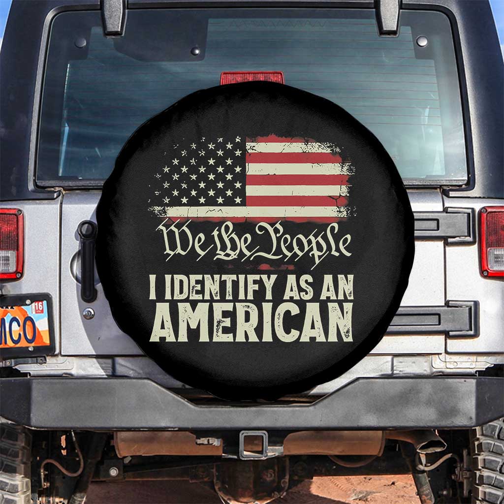 Funny I Identify As An American Spare Tire Cover 4th Of July American Flag TS11 No hole Black Print Your Wear