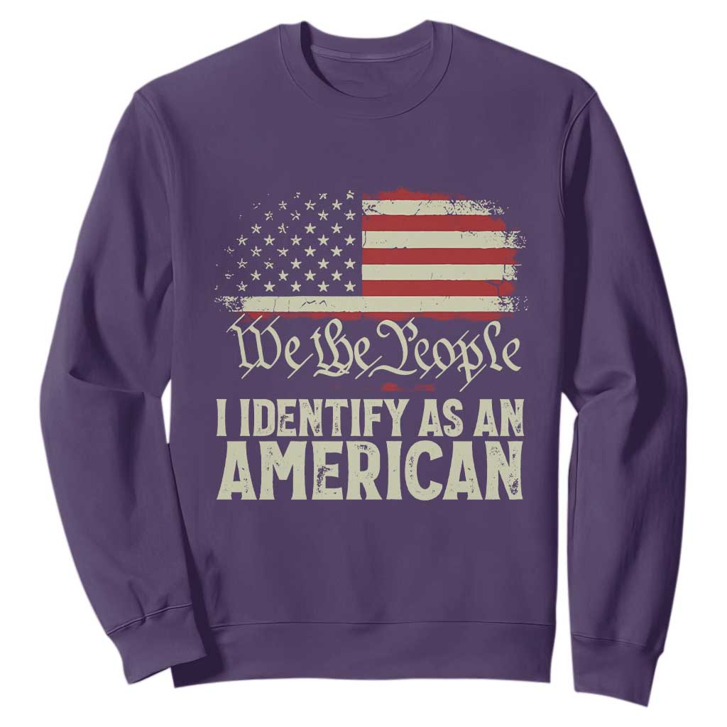 Funny I Identify As An American Sweatshirt 4th Of July American Flag TS11 Purple Print Your Wear