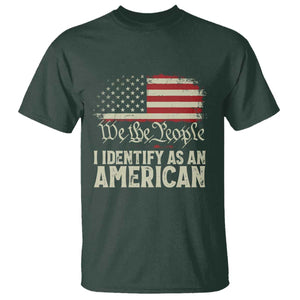 Funny I Identify As An American T Shirt 4th Of July American Flag TS11 Dark Forest Green Print Your Wear