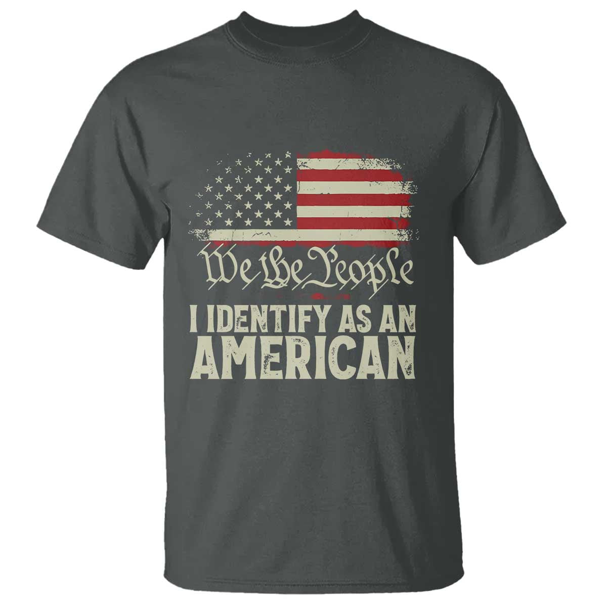 Funny I Identify As An American T Shirt 4th Of July American Flag TS11 Dark Heather Print Your Wear