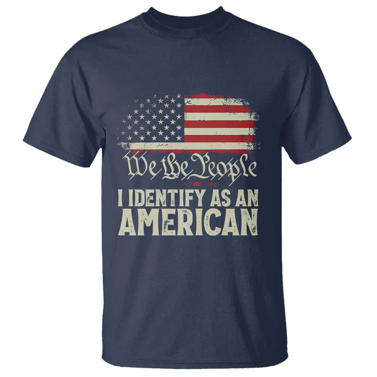 Funny I Identify As An American T Shirt 4th Of July American Flag TS11 Navy Print Your Wear