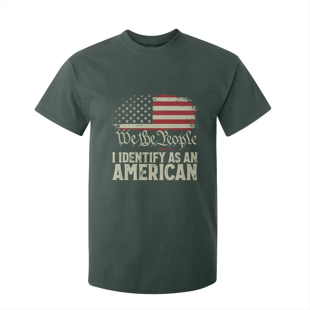 Funny I Identify As An American T Shirt For Kid 4th Of July American Flag TS11 Dark Forest Green Print Your Wear
