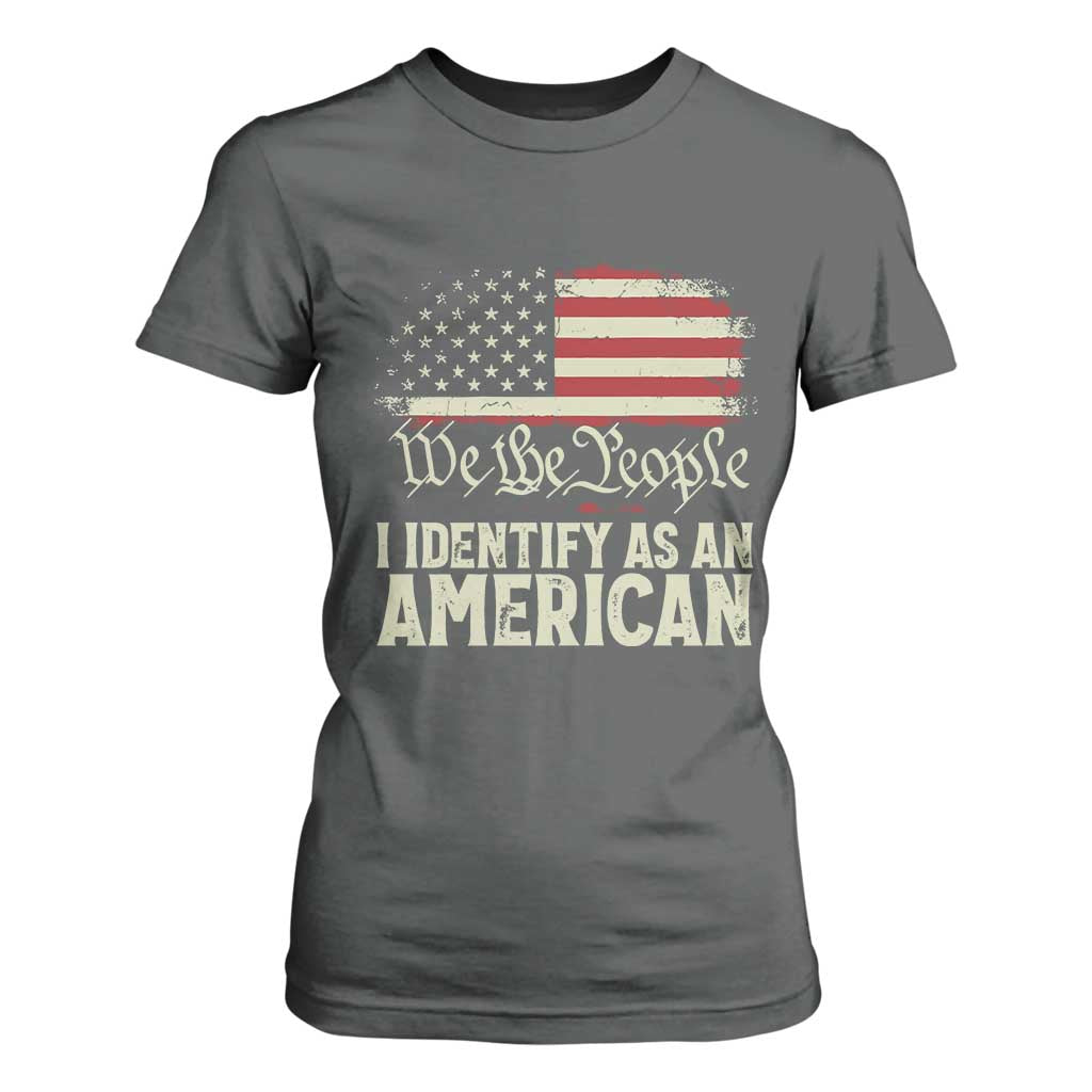 Funny I Identify As An American T Shirt For Women 4th Of July American Flag TS11 Dark Heather Print Your Wear