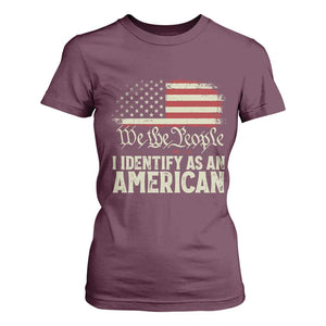 Funny I Identify As An American T Shirt For Women 4th Of July American Flag TS11 Maroon Print Your Wear